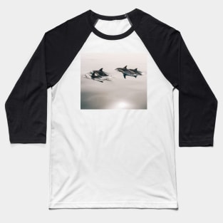 Dolphin Pod Swimming Baseball T-Shirt